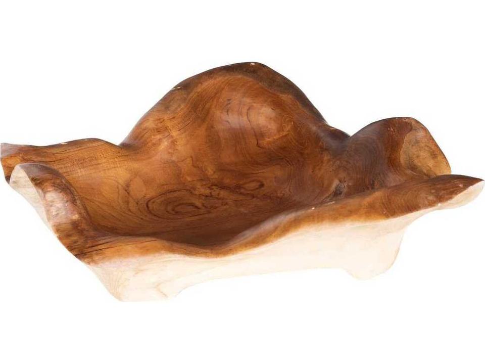 Natural Brown Large Teak Wood Carving Bowl