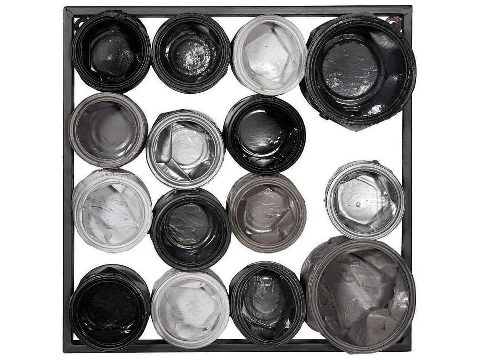 Paint Can Wall Art Small Square Recycled Metal in Mixed Neutrals