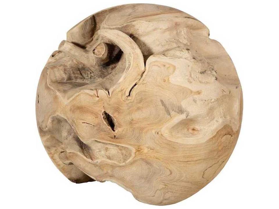Extra Large Bleached Teak Wood Ball Sculpture in Bleached Teak