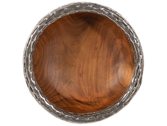 Teak Wood Bowl Wall Art with Metallurgy Edge