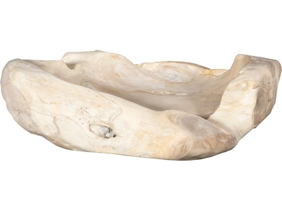 Bleached Teak Wood Decorative Bowl with Live Edge Detailing