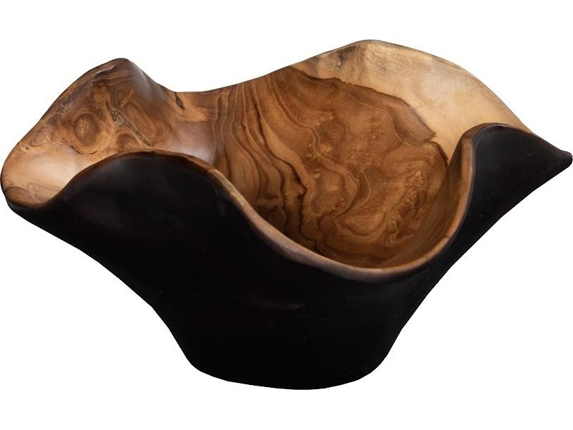 Natural Teak Wood Decorative Bowl with Live Edge Detail