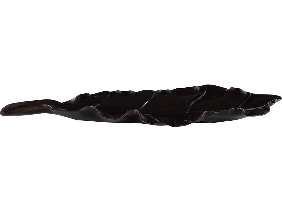Black Wash Teak Wood Leaf Decorative Bowl