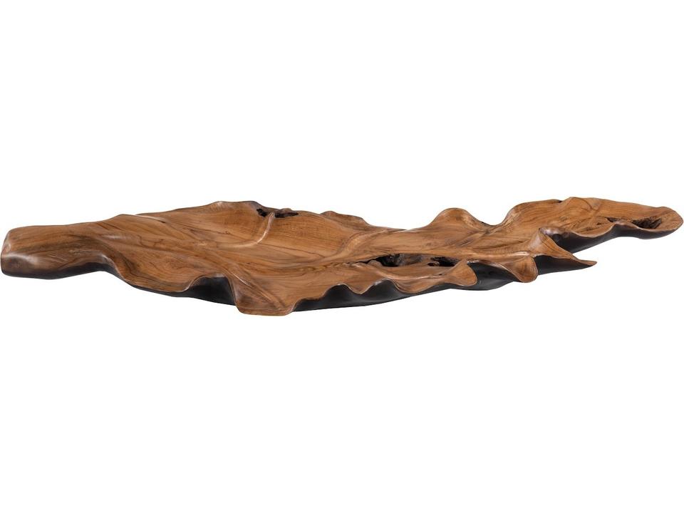 Teak Wood Leaf Decorative Bowl in Black and Natural
