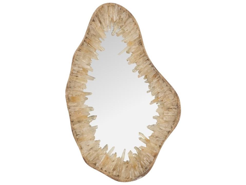 Quartz Crystal Wall Mirror in Beige and Off White