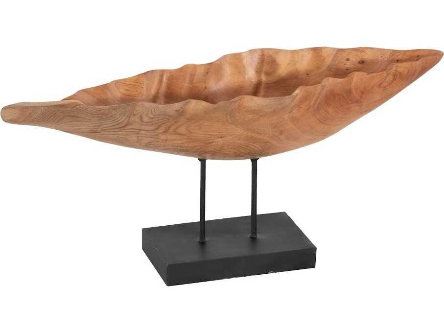 Carved Leaf Sculpture on Stand