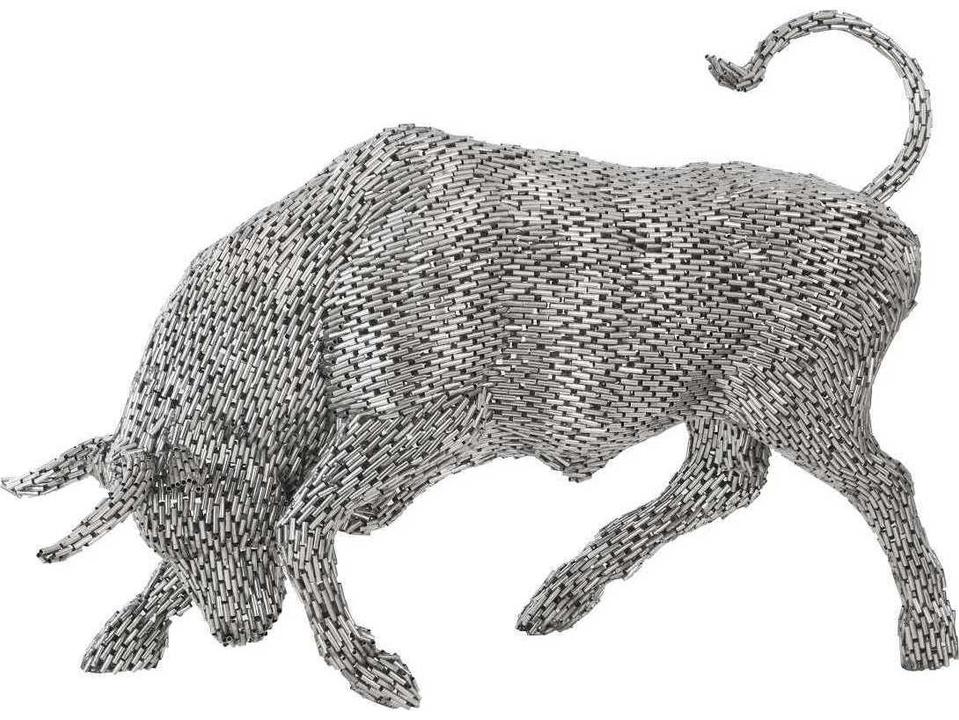 Bull Pipe Stainless Steel Sculpture in Silver Finish