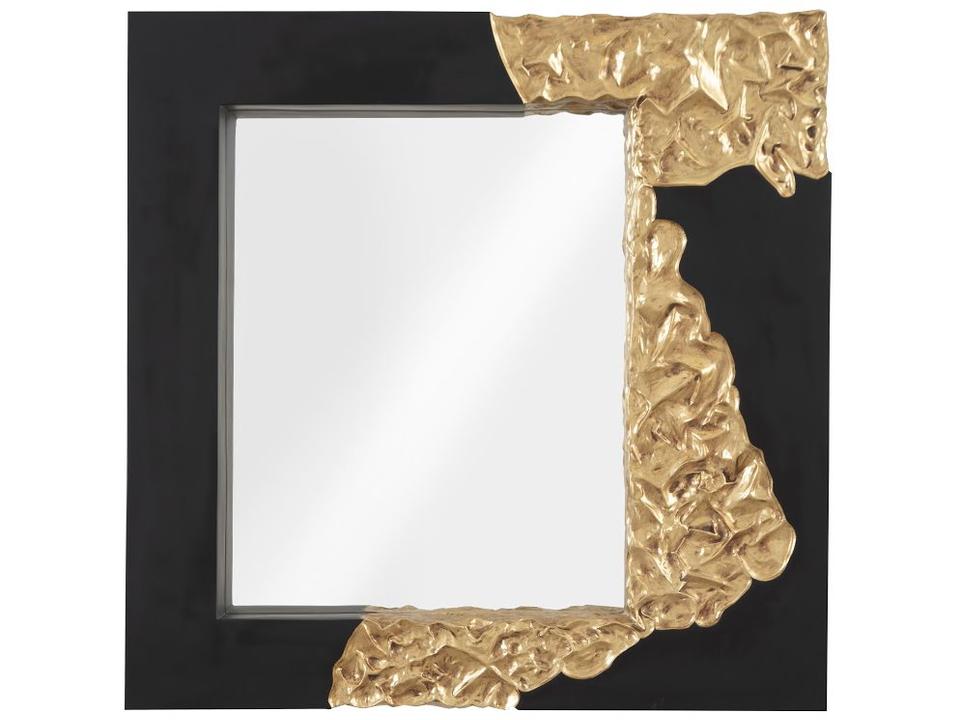 Mercury Square Wall Mirror in Black and Gold Leaf