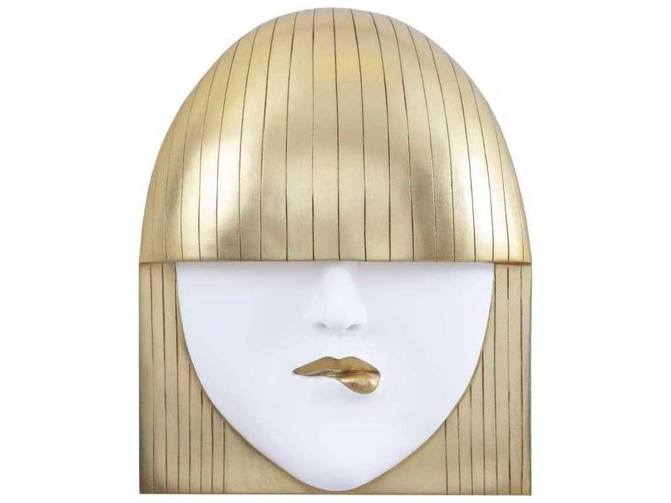 Fashion Faces Large Pout 3D Wall Art in White and Gold Leaf