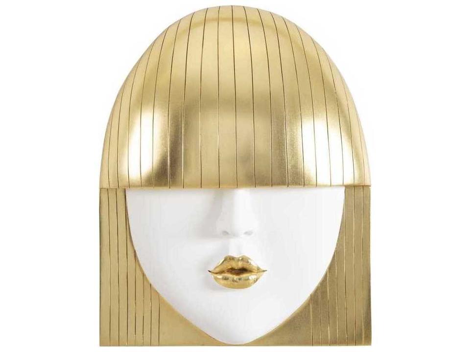 Fashion Faces Kiss Wall Art White and Gold Leaf 3D Sculpture