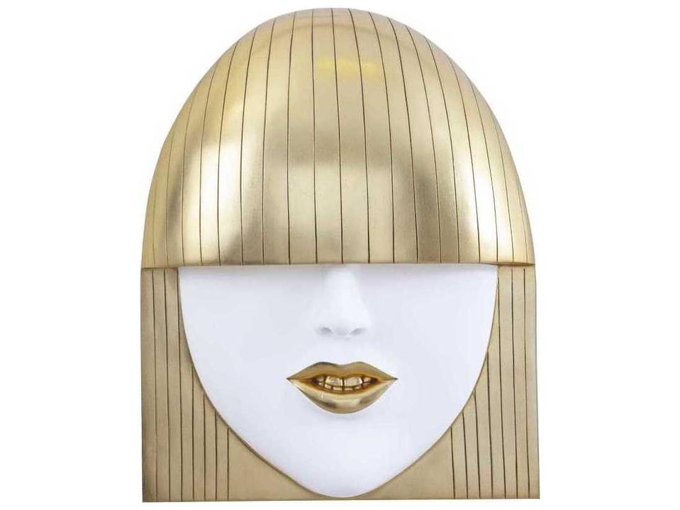 Fashion Faces Smile Large White and Gold Leaf 3D Wall Art