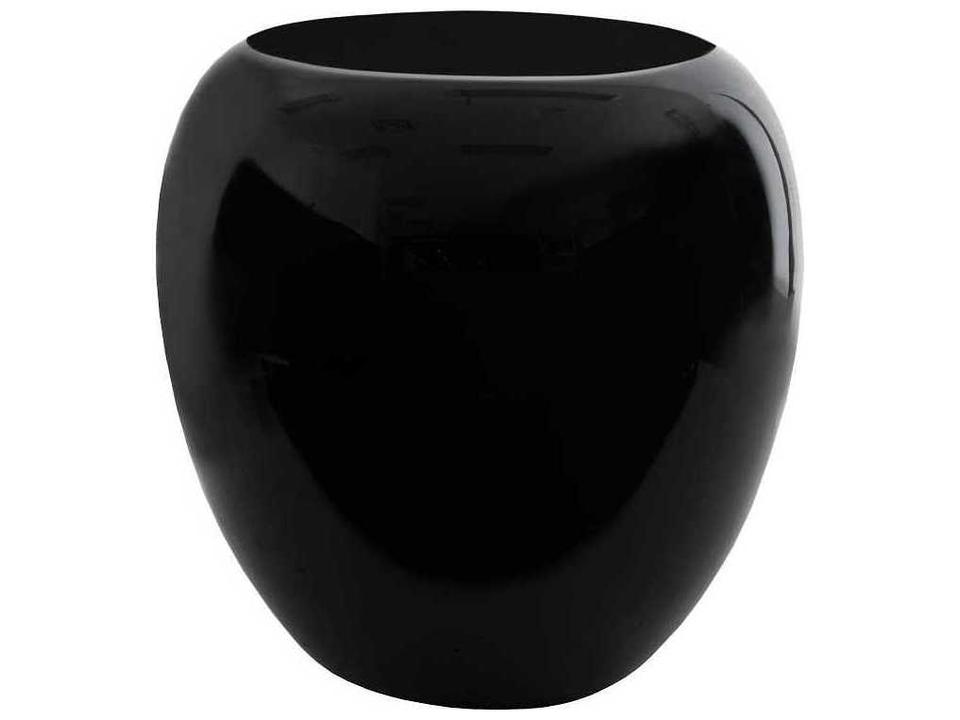 River Stone Round End Table in Gel Coat Black Resin
