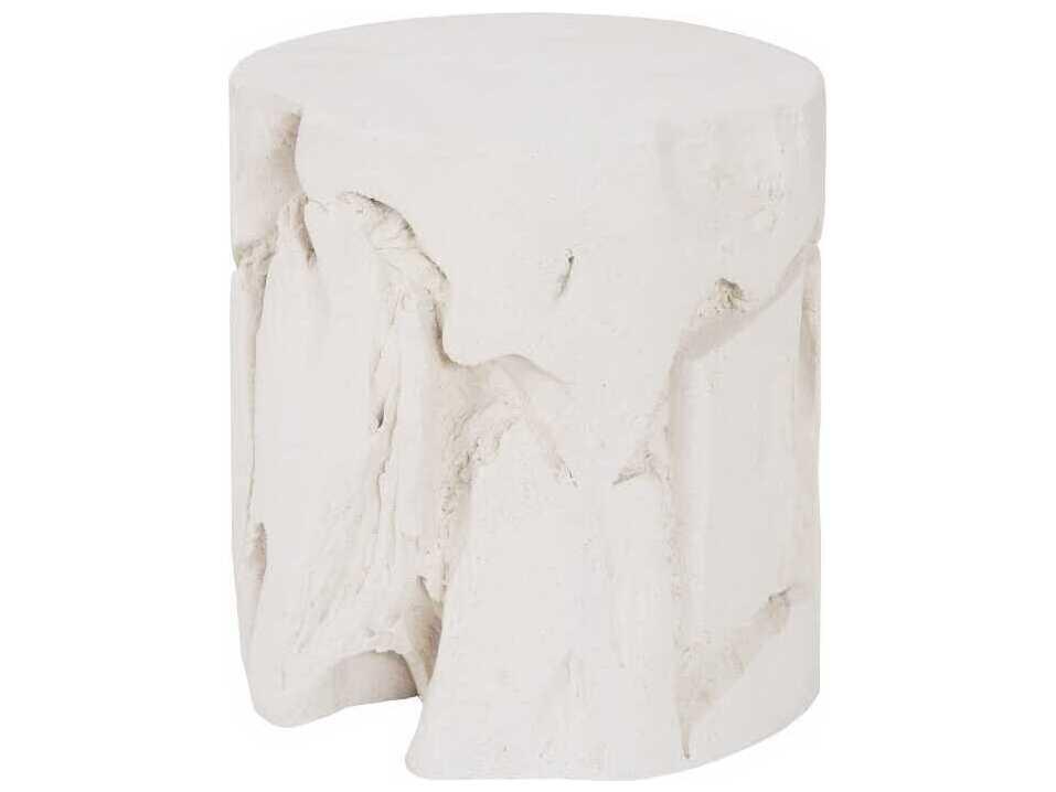 Slice Round Accent Stool Cast Naturals White Stone Finish