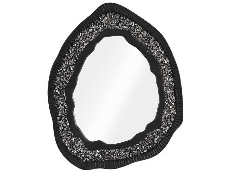 Geode Oval Wall Mirror in Black and Silver Composite