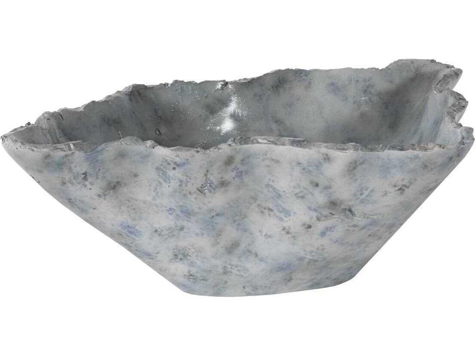 Cast Blue Onyx Decorative Bowl Hand Painted Faux Finish in Blue Resin