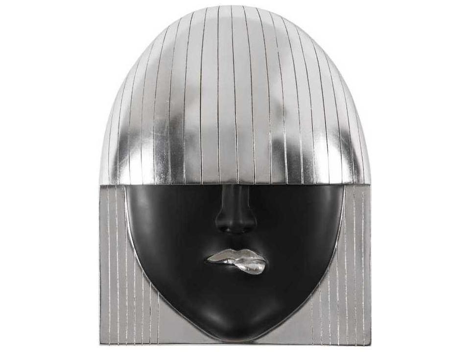 Fashion Faces Pout Wall Art in Black and Silver Leaf Resin