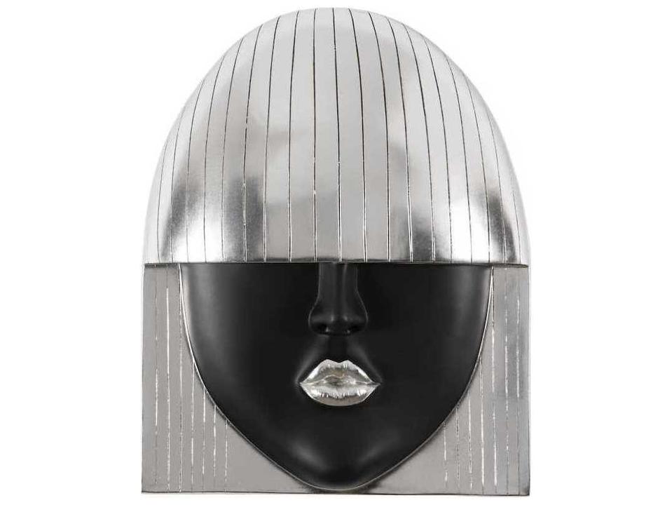 Fashion Faces Kiss Wall Art in Black and Silver Leaf