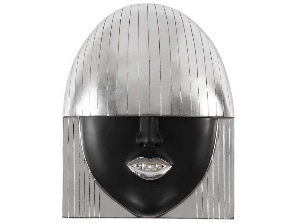 Fashion Faces Smile Black And Silver Leaf Wall Art