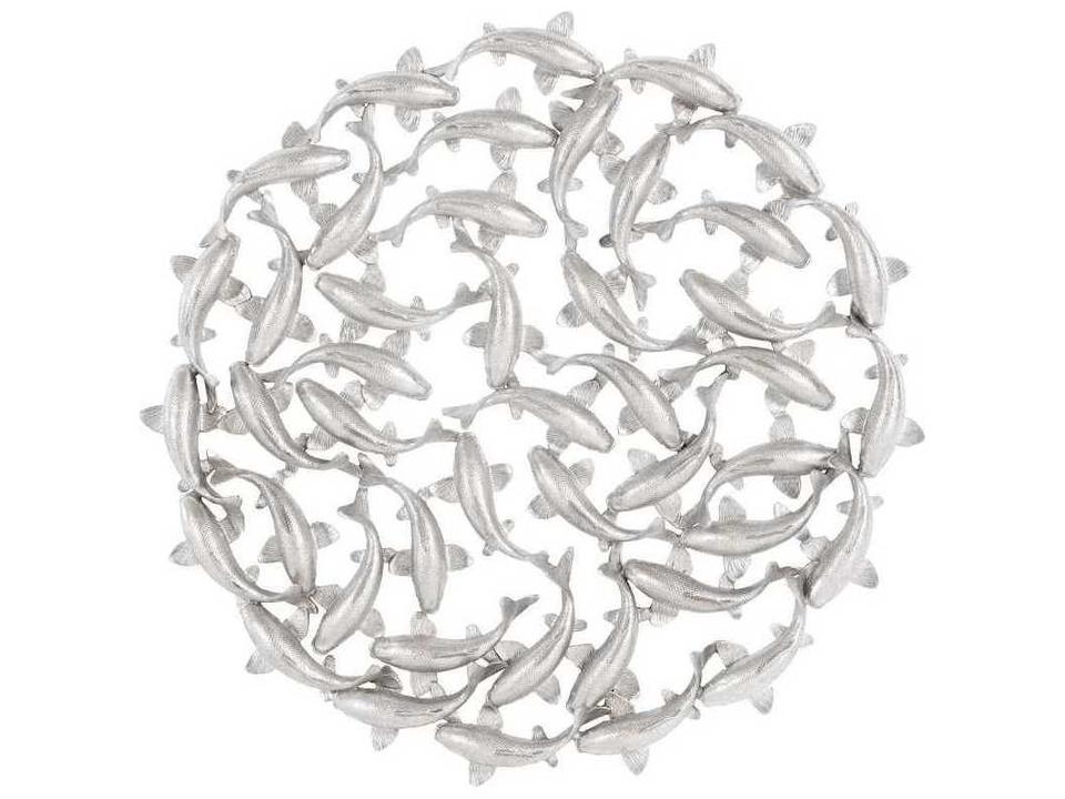 Koi Wall Art Silver Leaf Circular Sculpture