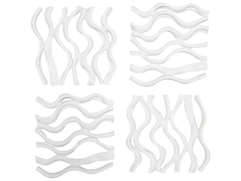Botanical Designs Vine Wall Tile Set of 4 in Matte White