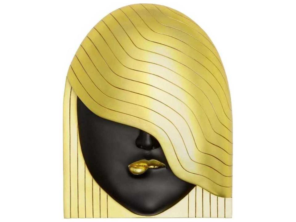 Festive Glitz & Glam Her Left Wave Fashion Faces Wall Art in Black and Gold