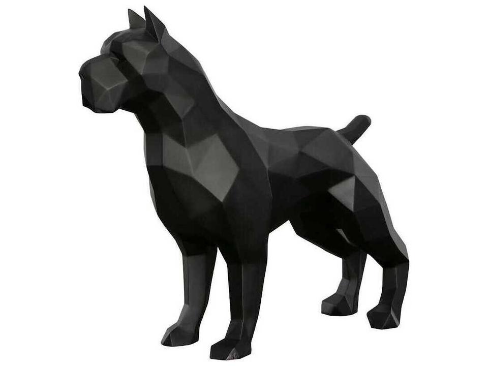 Pitbull Facet Sculpture Matte Lacquer Black Modern Resin