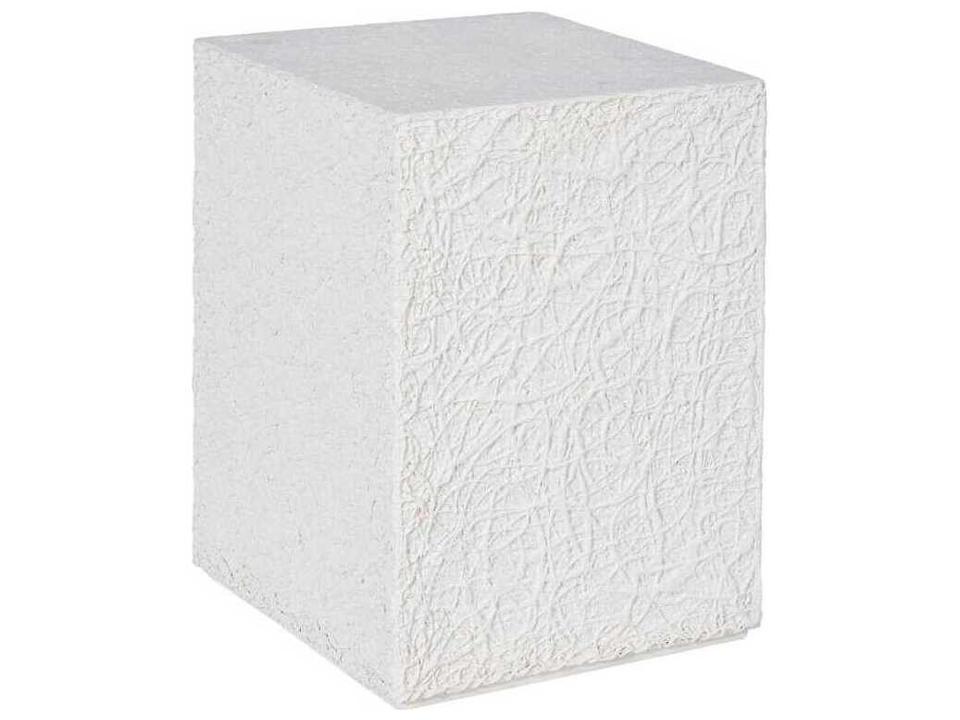 String Theory Square Resin White Stone End Table