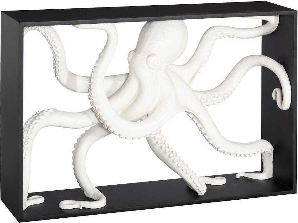 Octo Framed Rectangular Console Table Wood White Black