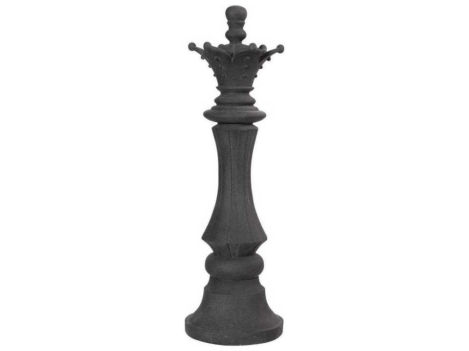 Black Queen Chess Sculpture in Cast Stone Black Resin Composite