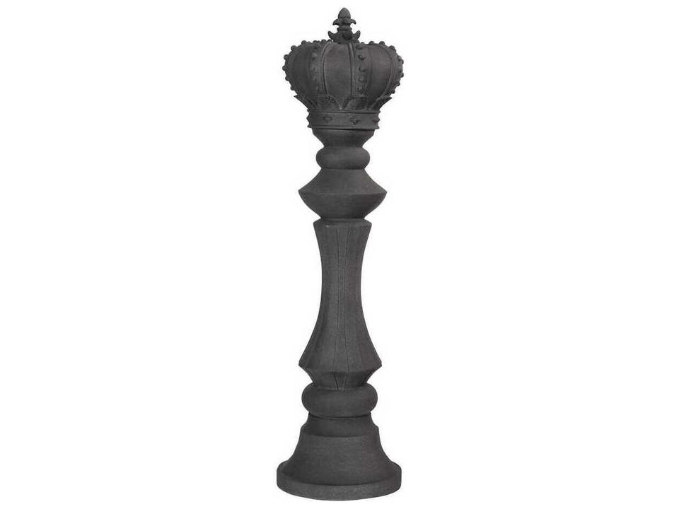 King Chess Sculpture in Black Cast Stone