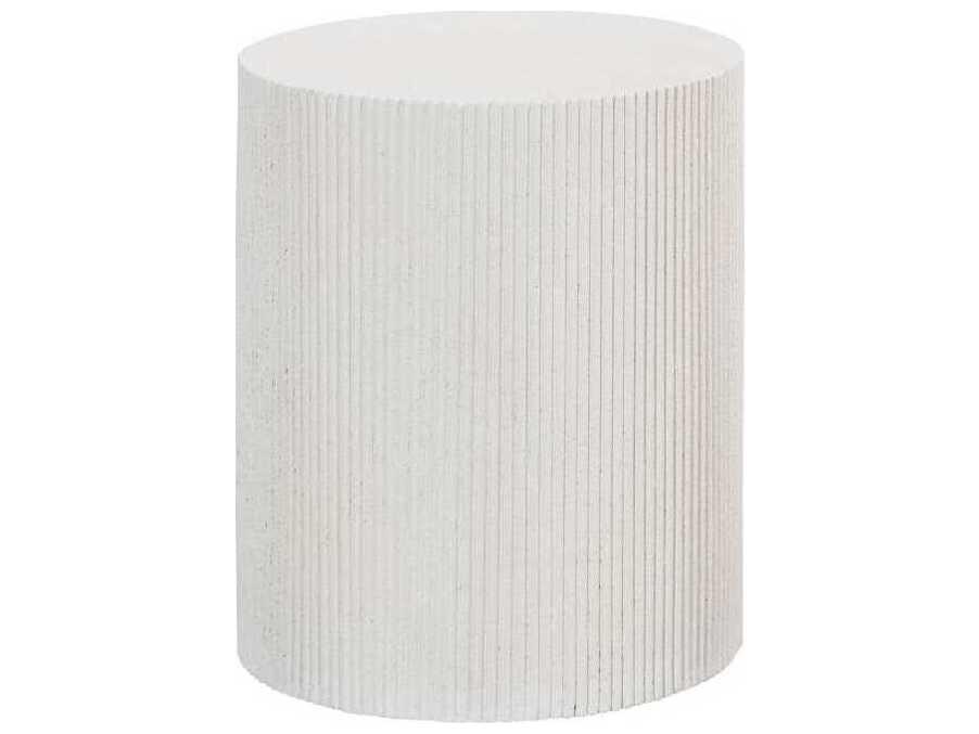 Groovy Round Resin White Stone End Table