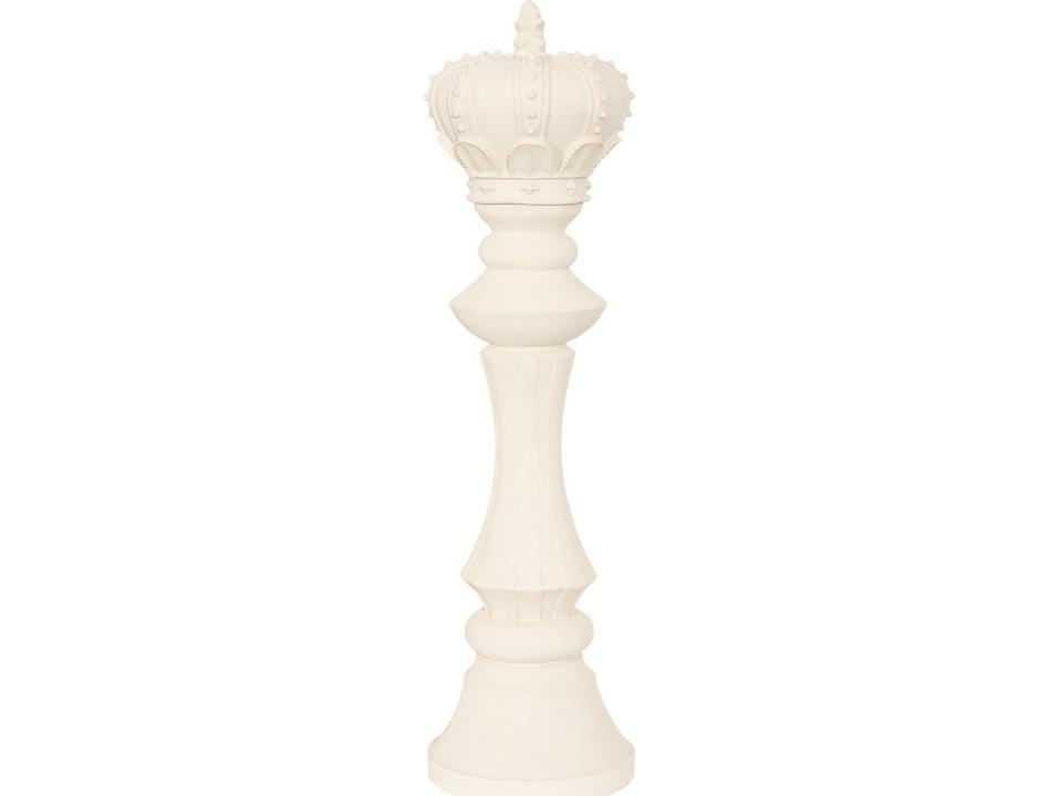 King Chess Sculpture in Off White Resin and Crushed Stone