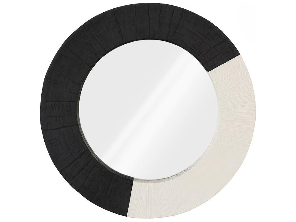 Eclipse Round Wall Mirror in Matte Black and White Resin