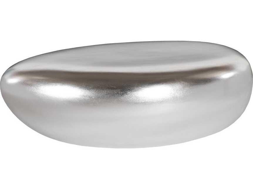 River Stone Oval Silver Leaf Coffee Table