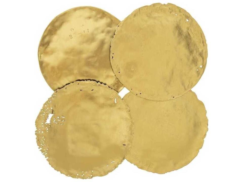 Cast Oil Drum Wall Discs Gold Leaf 3D Wall Art Set of 4
