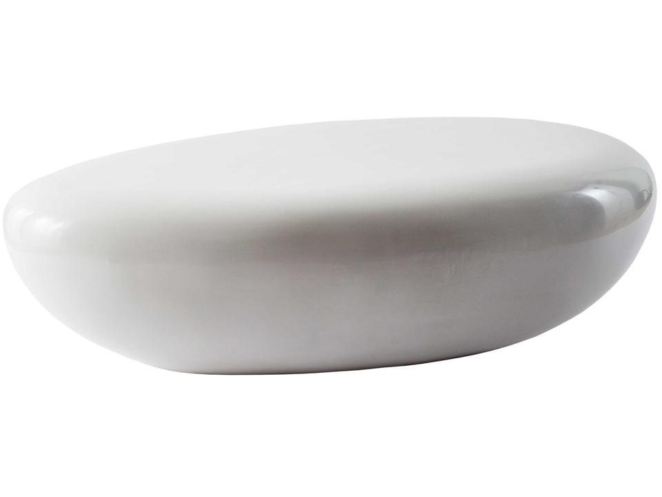 River Stone Large Oval Coffee Table in Gel Coat White
