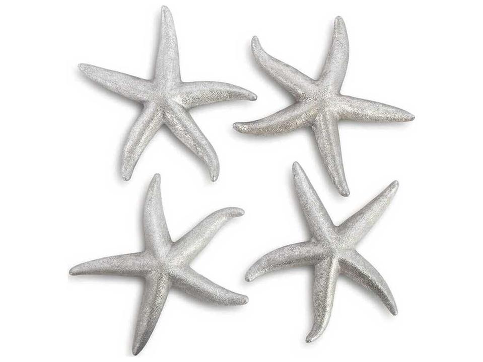 Starfish 3D Wall Art Set of 4 in Silver Leaf