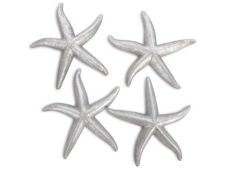 Starfish Large 3D Wall Art Set of 4 in Silver Leaf Finish