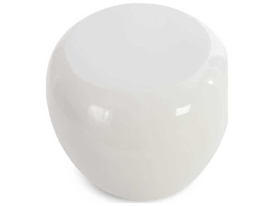 River Stone Round Resin Gel Coat White End Table