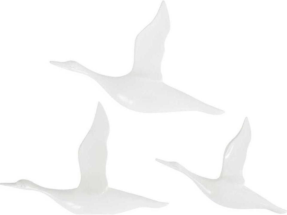 Flying Ducks Gel Coat White 3D Wall Art Set of 3