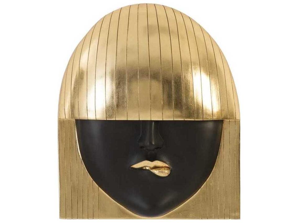 Pout Large Fashion Faces Wall Art in Black and Gold Leaf