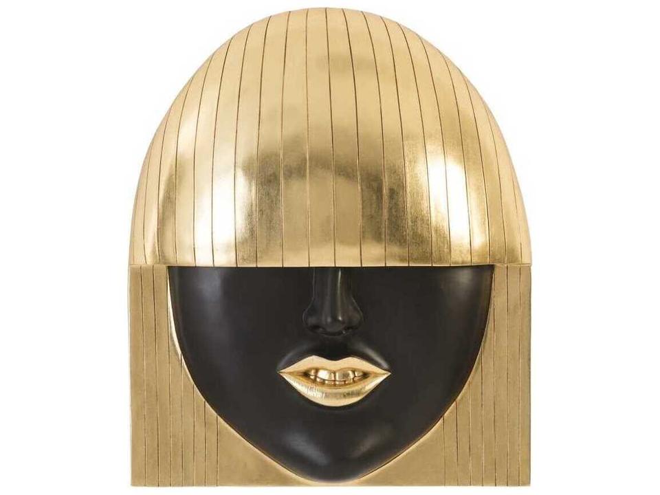 Fashion Faces Smile Wall Art in Black and Gold Leaf