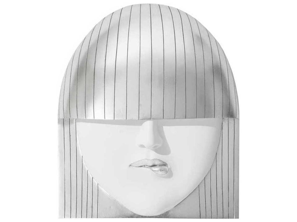 Pout Large Fashion Faces 3D Wall Art in White and Silver Leaf