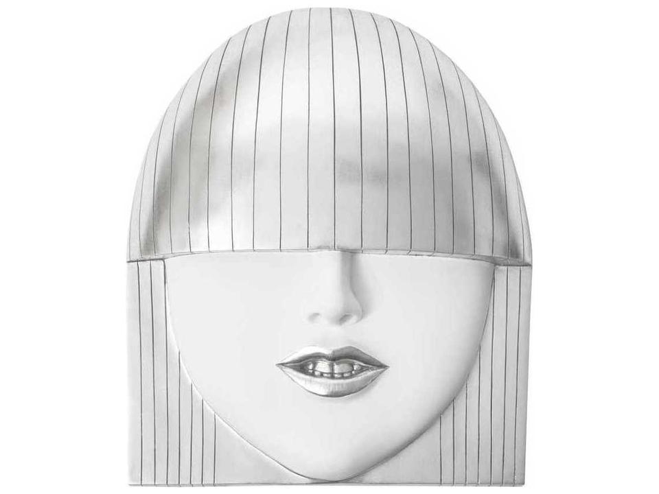 Fashion Faces Smile Large 3D Wall Art in White and Silver Leaf