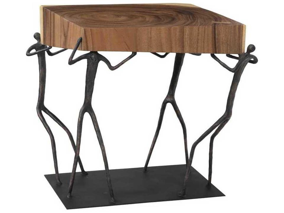 Square Wood Natural End Table