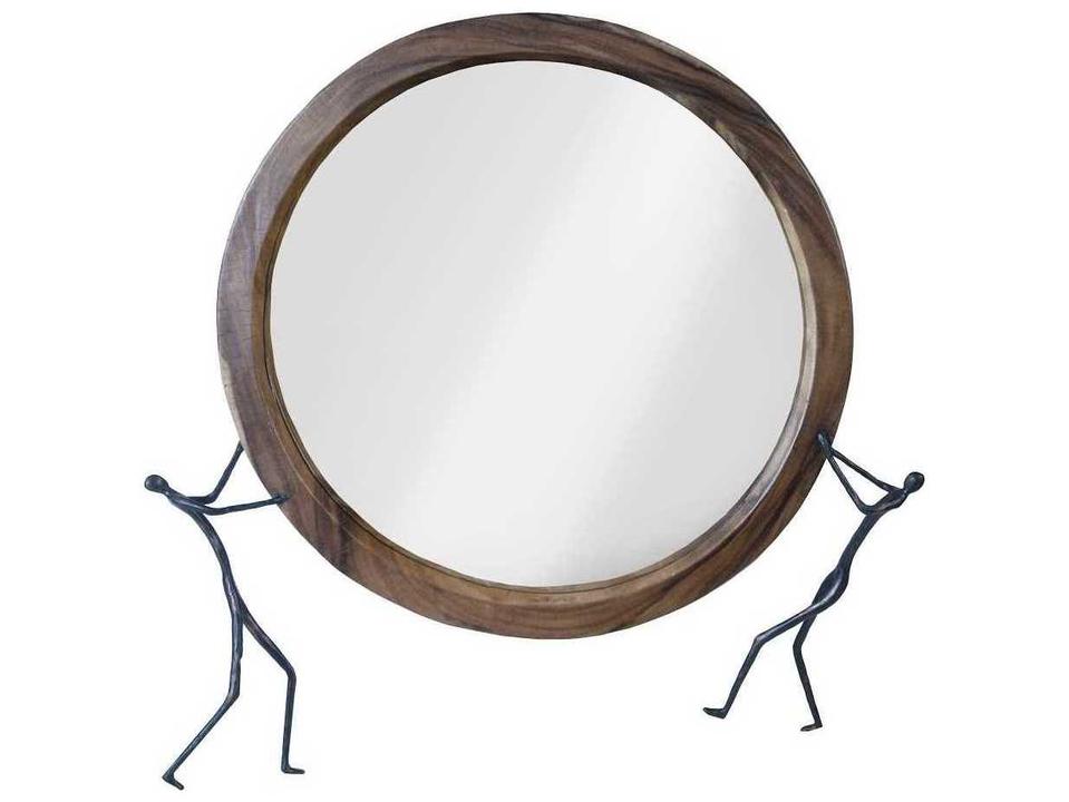 Atlas Natural Chamcha Wood and Metal Wall Mirror
