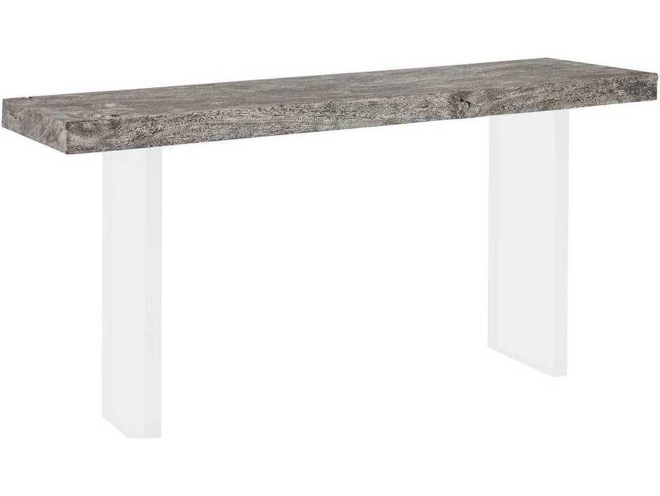 Floating Rectangular Console Table in Gray Stone and Acrylic