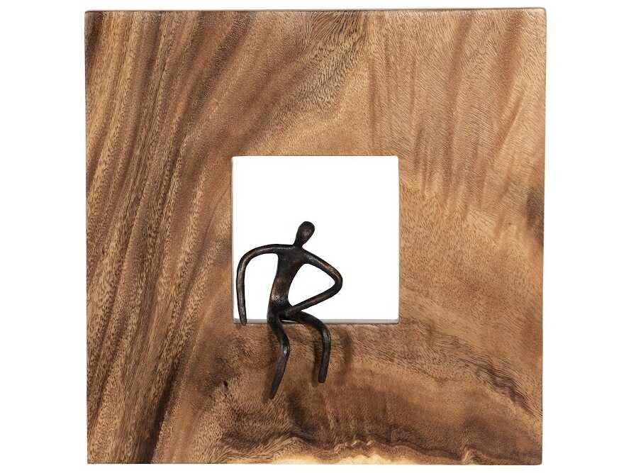 Atlas Square Metal Wall Art with Reclaimed Acacia Wood Frame