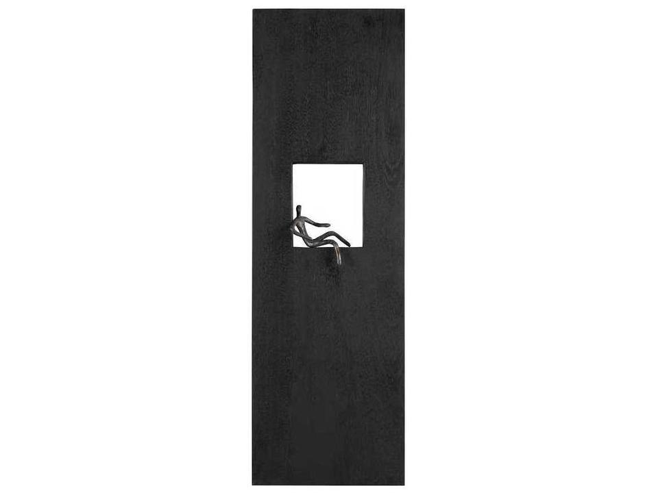 Atlas Lounging Figure Wall Art in Black Wood and Bronze Metal