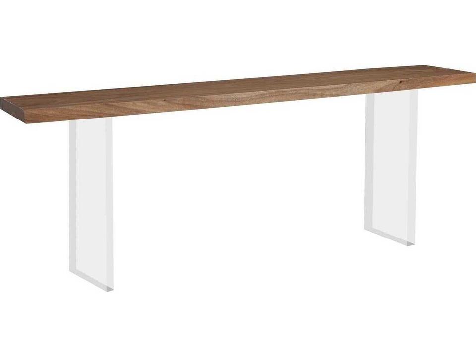 Floating Rectangular Chamcha Wood Acrylic Console Table Natural